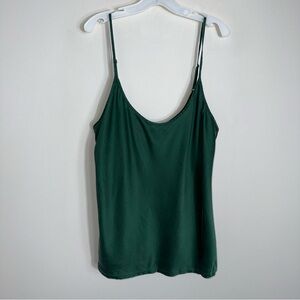 La Perla 100% Silk Camisole Cami-Adjustable Spaghetti Straps-Dark Green-Large